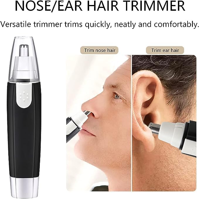 Giftock  3 in 1 Electric Nose & Ear Hair Trimmer for Men & Women | Dual-edge Blades |Painless Nose and Ear Hair Remover Trimmer Eyebrow Flawless Electronic (black)