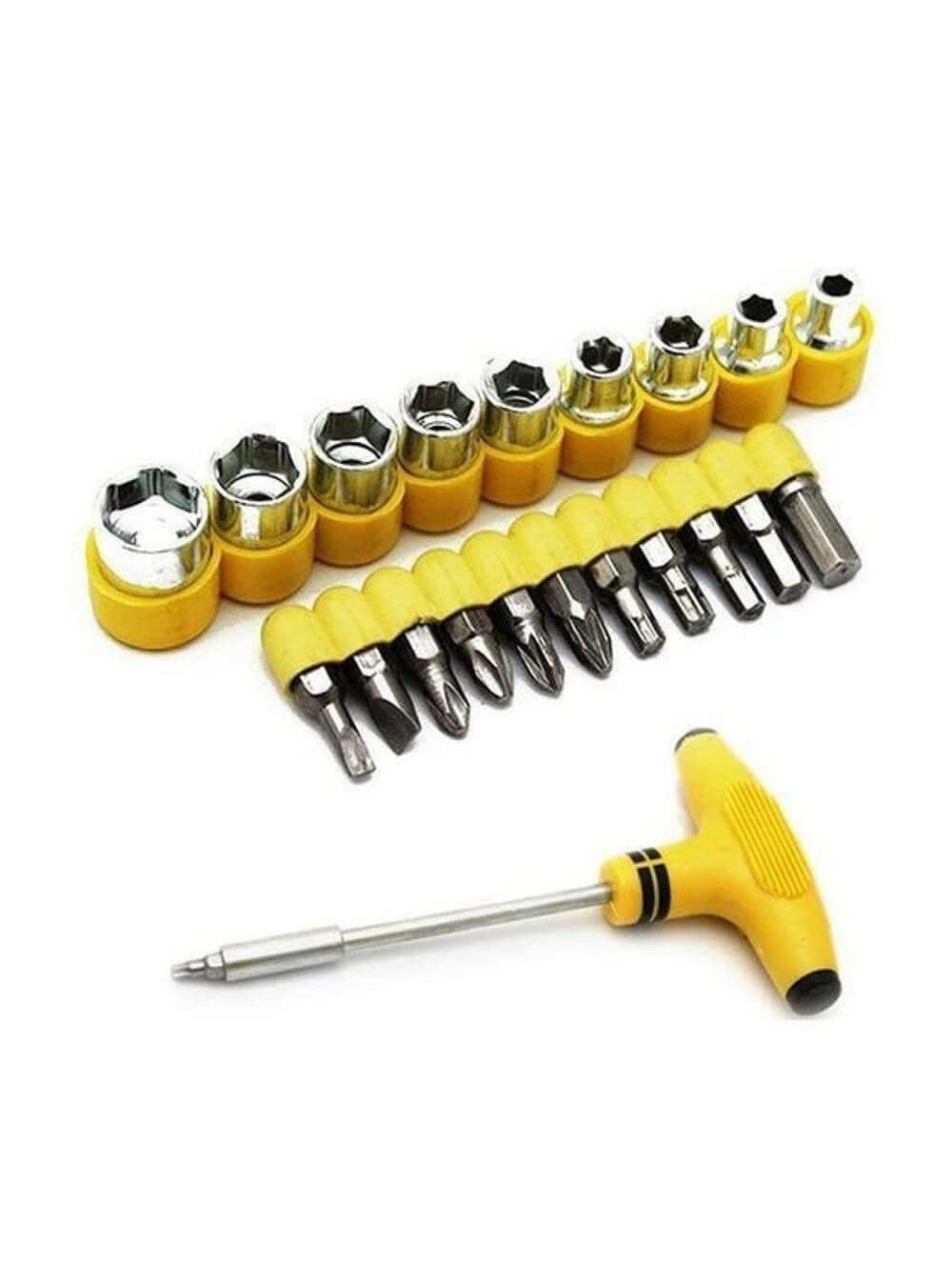 Giftock 24 pcs T Shape Screwdriver Set Batch Head Ratchet Pawl Socket Spanner Hand Tools