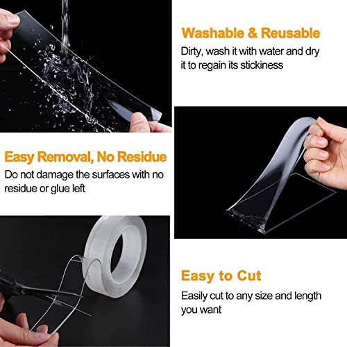 Giftock 3 Meter Double Sided Nano Magic Ivy Grip Tape Heavy Duty Transparent Tape,Removable, Washable, Reusable & Anti-Slip (L-3Mtr, W-3Cm)