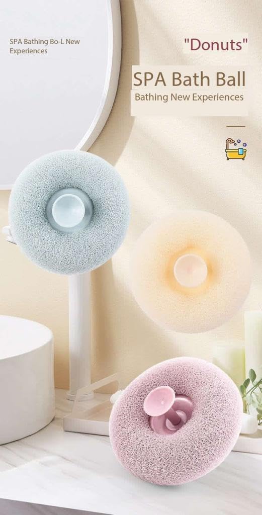 Giftock Exfoliating Shower Brushes,Bath Sponge Cleaning Brush Super Soft Exfoliating Bath Sponge Cleaning Brush, Massage Bath Sponge Ball with Suction Cup for Women Men pack of 2