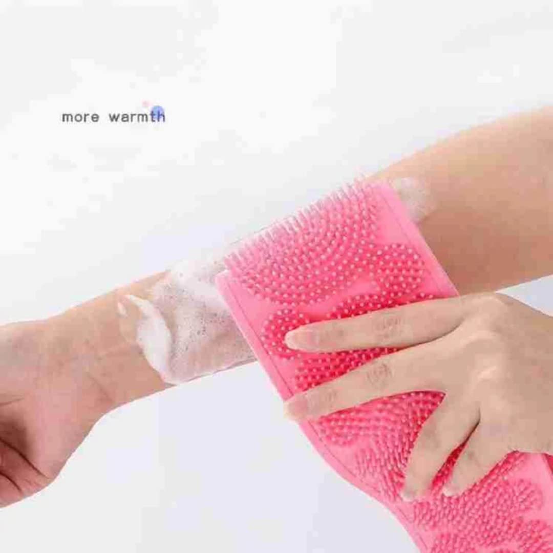 Giftock Silicone Body Back Scrubber, Double Side Bathing Brush for Skin Deep Cleaning Massage, Dead Skin Removal Exfoliating Belt for Shower, Easy to Clean,Body Brush for Bathing
