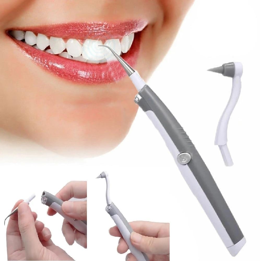 Giftock Portable Ultrasonic Electric Tooth Dental Cleaner With LED Light Stain Eraser Plaque Tartar Remover Teeth Whitening, Grey & White Color 1 Pcs