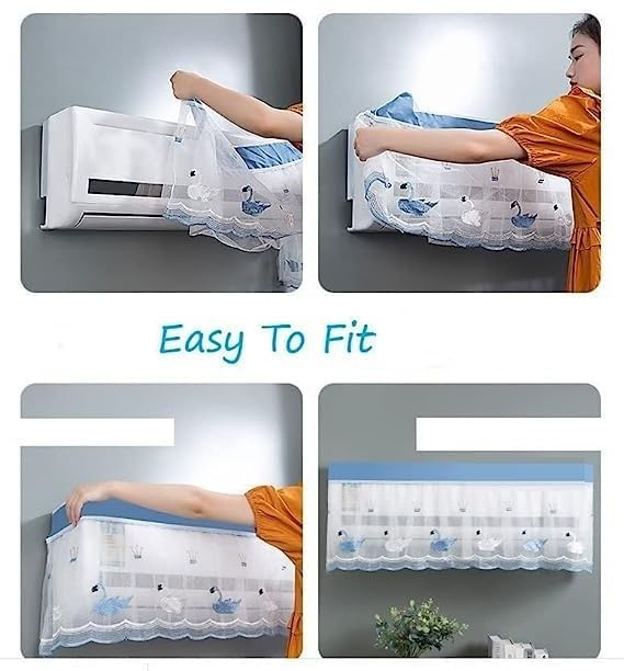 Giftock AC Cloth Cover Waterproof | Folding Adjustable Designer Ac Split Cover | Premium Work Indoor AC Dust Protection Cover | Washable, Foldable, Dustproof (Multicolor, Multi-design) (2 Ton)