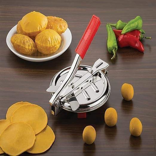 Giftock Puri Maker Press Machine with Handle | Stainless Steel 7.5 inch Puri Maker Press Machine with Handle Roti Press, Papad/Khakhra/Chapati Maker