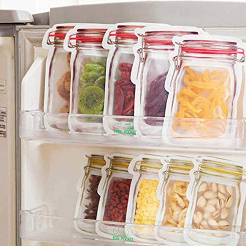 Giftock Jar Shaped Food Graded Stand Up Plastic Pouch with Zipper Pack of 9 (3 pcs Small 100 Gm, 3 pcs Medium 250 Gm, 3 pcs Large 500 Gm)