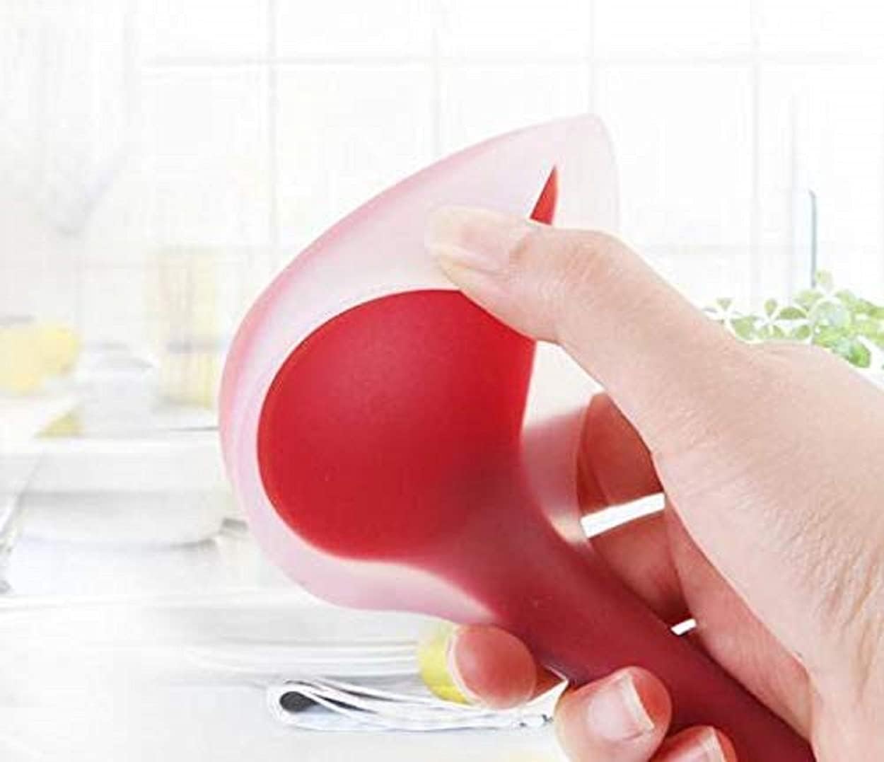 Giftock Silicone Spoone - Non-Stick Ladle Soup Spoon & Silicone Handle Effortless Cooking with Heat Resistant Baking Tool Rice Serving Dining Table Utensils Salad Cooking Tools (Pack of 1)