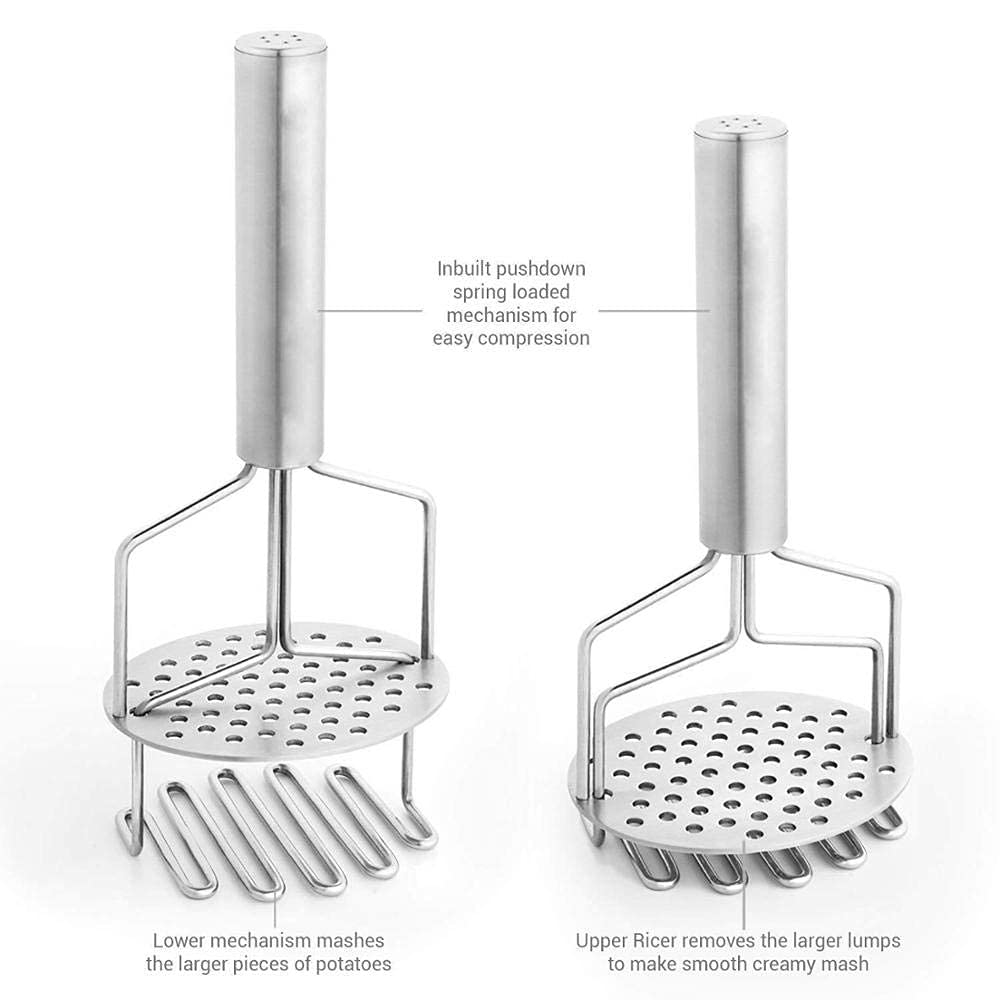 Giftock Stainless Steel Potato Masher | Pav bhaji, Vegetable Smasher (Silver)