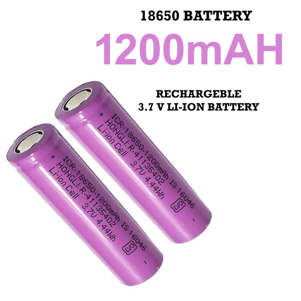 Giftock Hongli Lithium Ion 1200mAH Rechargeable Original Power Ultra Boost High Capacity Cell Batteries, LED, Bluetooth Speaker, Laptops, Power Bank and Torch Etc. - Pack of 2
