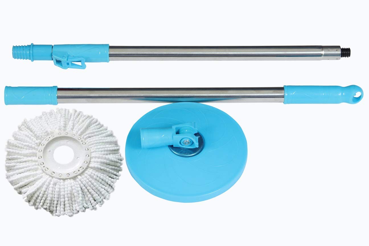 Giftock Spin Mop Broom Handle Stick with Microfiber Head Refill Stainless Steel Pole for 360? Floor Cleaning (multi)