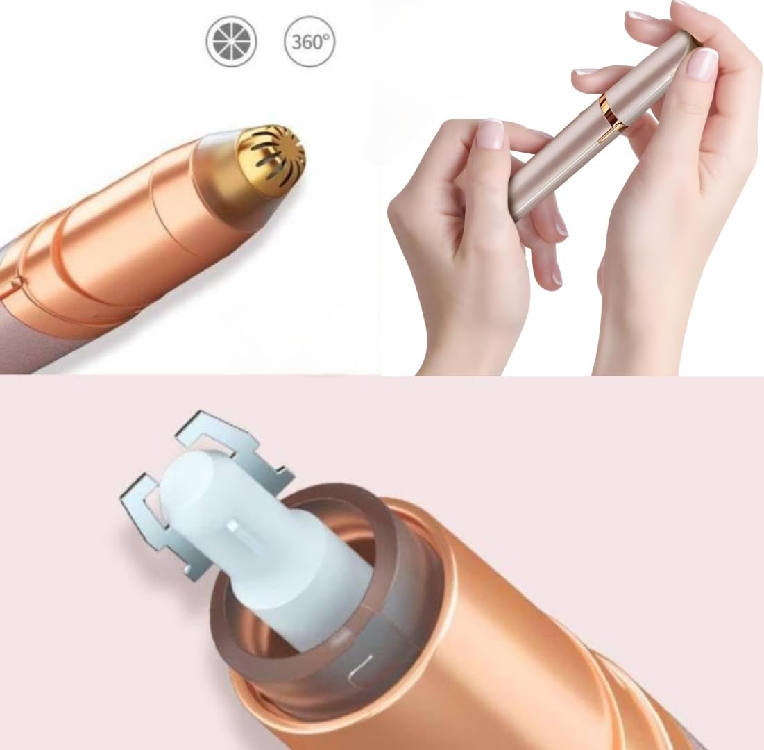 Giftock Eyebrow Hair Removal USB Rechargeble Pain Less Flawless Machine for Women & Men - Face, Chin, Cheek, Eyebrow, Upper Lip Hair Remover for Women - Lipstick Shaped (Eyebrow Trimmer)