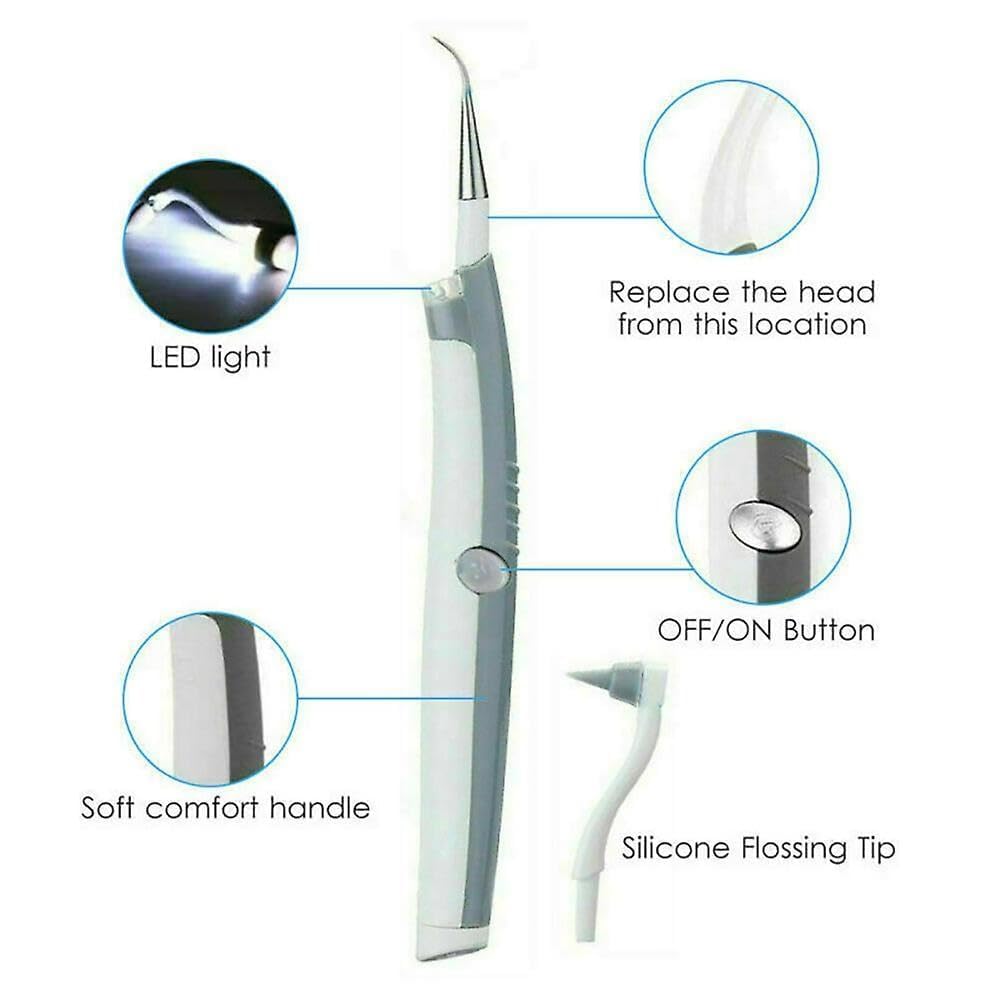 Giftock Portable Ultrasonic Electric Tooth Dental Cleaner With LED Light Stain Eraser Plaque Tartar Remover Teeth Whitening, Grey & White Color 1 Pcs