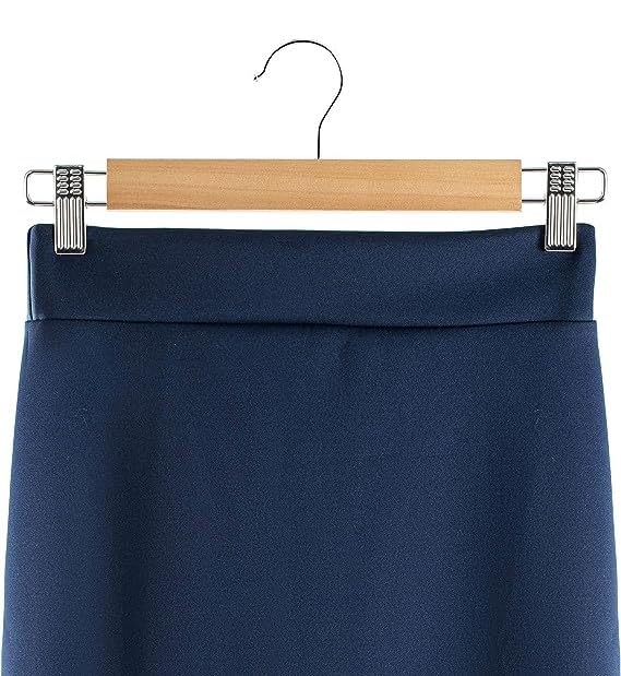 Giftock Wooden Clip Hanger Space-Saving Skirt Holders Central Heavy Closet, Pants and Shorts Hangers, Ridged Non-Slip with Pinch Clips, 360-Rotating Chrome Swivel Hook (Walnut, 1 Pc)