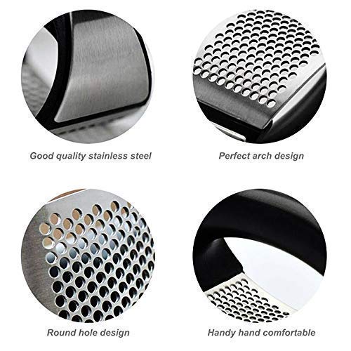 Giftock ENTERPRISE Garlic Press Stainless Steel Garlic Mincer Ginger Crusher and Peeler Squeezer Press Kitchen Gadget with Handle