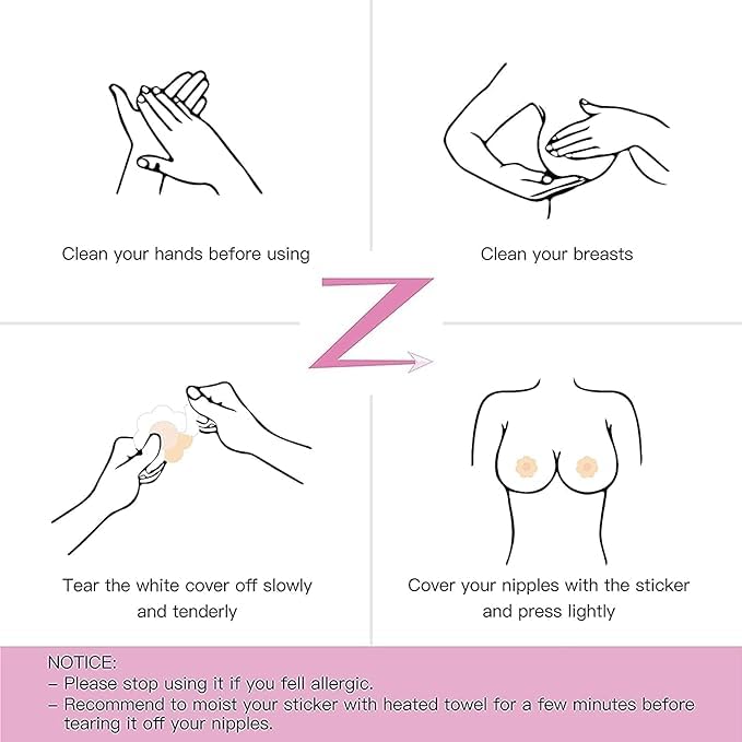 Giftock Silicone Invisible Nipple Covers Breast Pads Adhesive Reusable Pasties for Women Nude