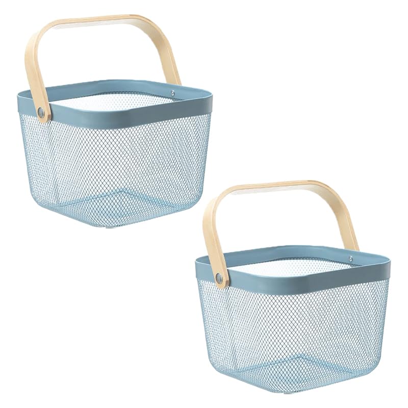 Giftock Metal Wire Basket With Handle|Storage Basket Fot Fruits, Books|Mesh Open Storage Bin|Storage Organizer