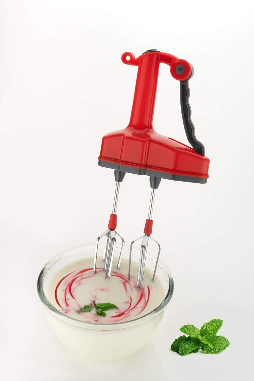 Giftock Jumbo Dual Blade Manual Hand Blender- High-Speed Dual Power Free for Kitchen Beater Whipping Cream Machine -Cakes, Soup Soup, Lassi, Milkshake