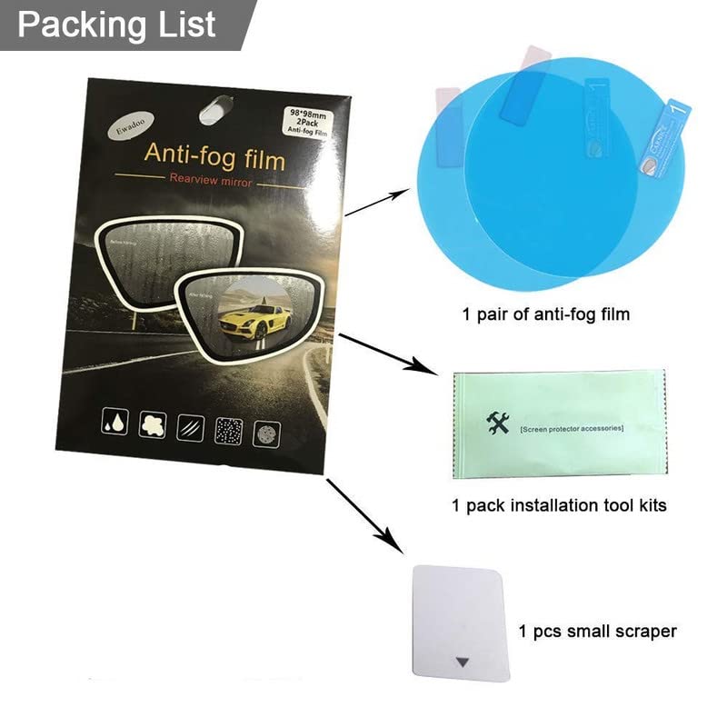 Giftock Rain Guard Waterproof Oval Anti Fog Rain Proof Film PET Material Accessories Right Car Mirror for All Vehicles - Set of 2