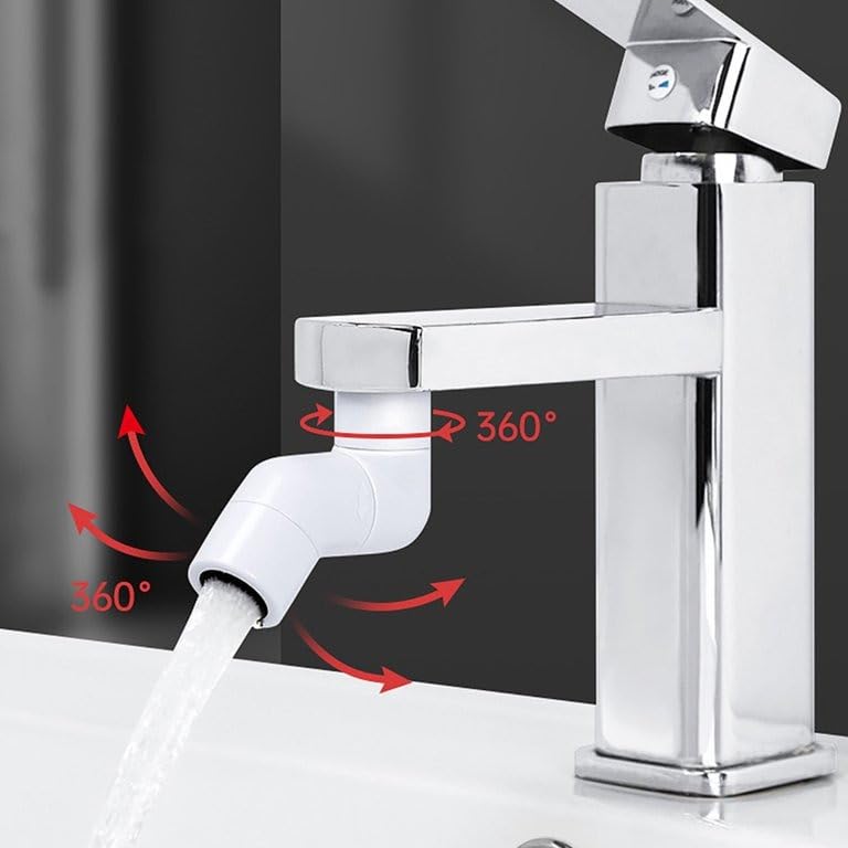 Giftock Universal Splash Filter Faucet 720 Degree Rotatable Plastic Silicone Sprayer Head with Wrench Household Tap Water Outlet Water Saving Tap Nozzle