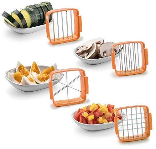 Giftock Multifunction Nicer - 5 in 1 Plastic Slicer Vegetable & Fruits Cutter, Stainless Steel Blades Chopper, Peeler with Container Onion Cutter, Vegetable, Fruit (Pack of 1)