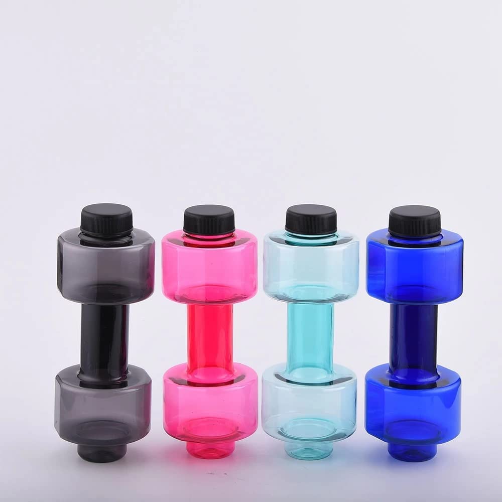 Giftock Plastic Dumbbell Shape Water Bottle Plastic Portable Dumble Water Bottle, Multicolour Stylish Plastic Dumbbell Sports Bottle, Fitness Gym Water Bottle (PACK OF 2)