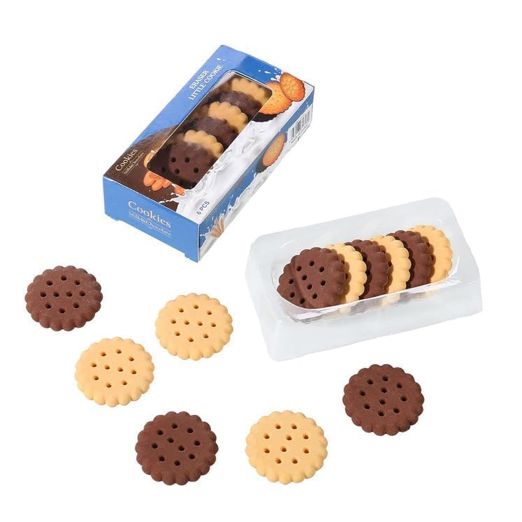 Giftock Biscuits Erasers Set for Kids, Stationary Set for Kids, Rubber Eraser for Kids, Fancy Erasers for Birthday Return Gift (Pack of 6 Pcs) (Multicolor)