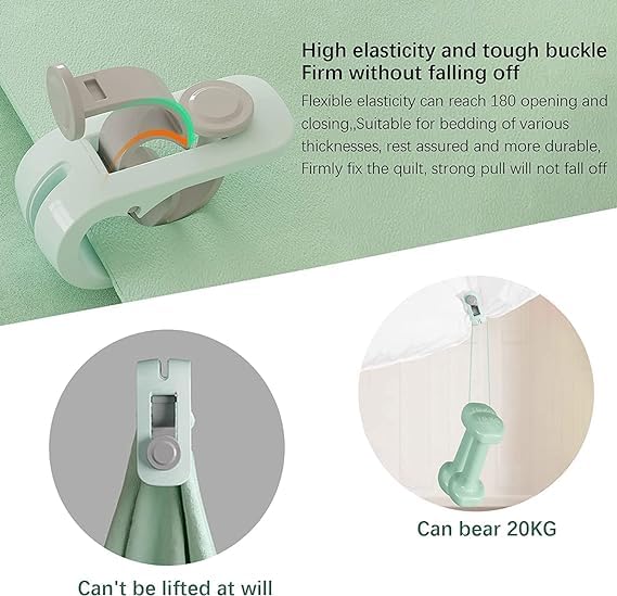 Giftock Cover Clip No Pins Quilt Fixer Clip Non-Slip Duvet Insert Anti-Movement Bed Quilt Clamps Comforter Needle-Free Duvet Fasteners Grippers Prevent Bunching and Shifting (Set of 6 PCS)