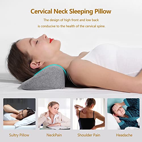 Giftock Cervical Neck Pillow for Sleeping, Memory Foam Neck Roll Pillow for Stiff Neck Pain Relief, Neck Support Pillow Bolster Pillow for Bed Side Sleepers(Dark Gray)