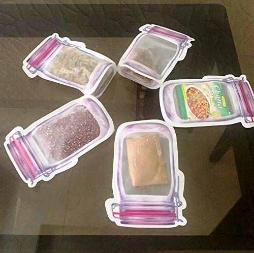 Giftock Jar Shaped Food Graded Stand Up Plastic Pouch with Zipper Pack of 9 (3 pcs Small 100 Gm, 3 pcs Medium 250 Gm, 3 pcs Large 500 Gm)