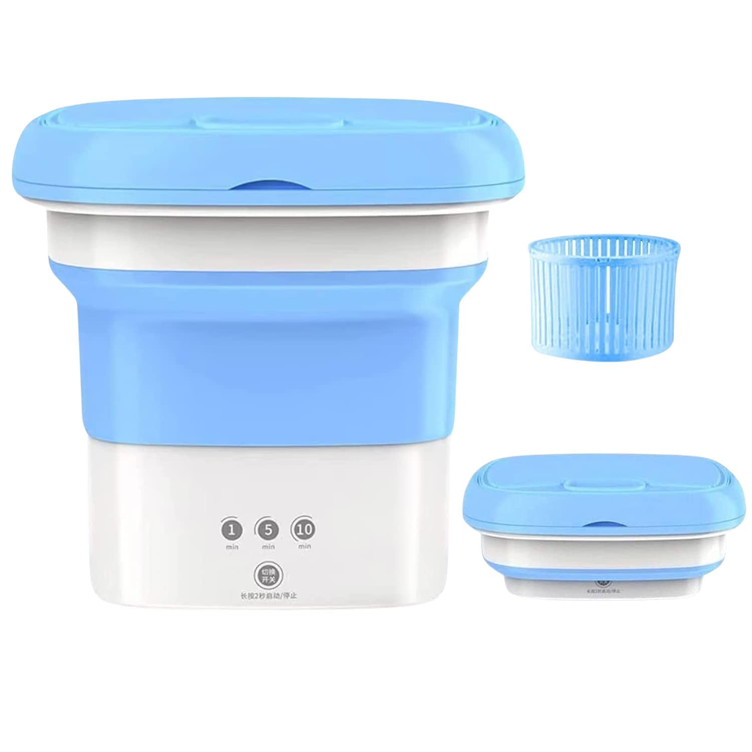 Giftock Solutions Washing-Machine-Portable-Mini-Foldable-Washer-and-Spin-Dryer-Small-Foldable-Bucket-Washer-for-Camping-RV-Travel-Small-Spaces-Lightweight 2 KG