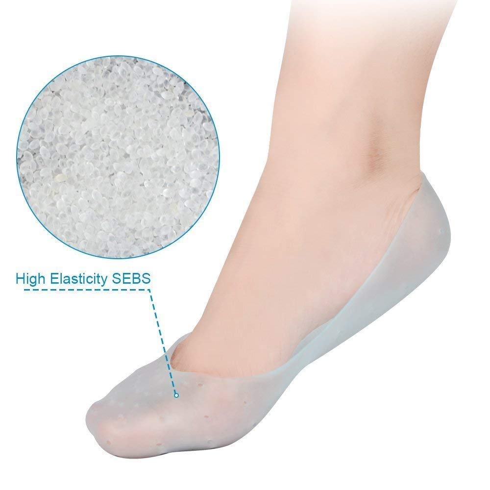Giftock Anti Crack Full Length Silicone Gel Foot Protector Moisturizing Socks for Foot-Care and Heel Cracks Socks for Cracked Feet, Heel Pad for Heel Pain Relief Men And Women (Beige, Free Size)