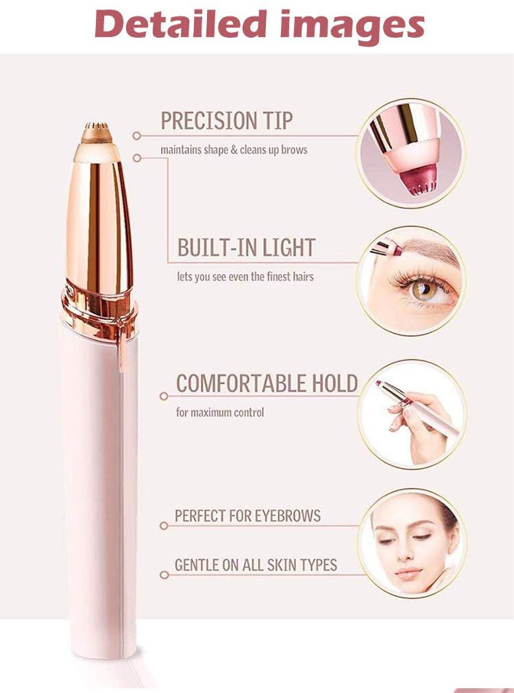 Giftock Eyebrow Hair Removal USB Rechargeble Pain Less Flawless Machine for Women & Men - Face, Chin, Cheek, Eyebrow, Upper Lip Hair Remover for Women - Lipstick Shaped (Eyebrow Trimmer)