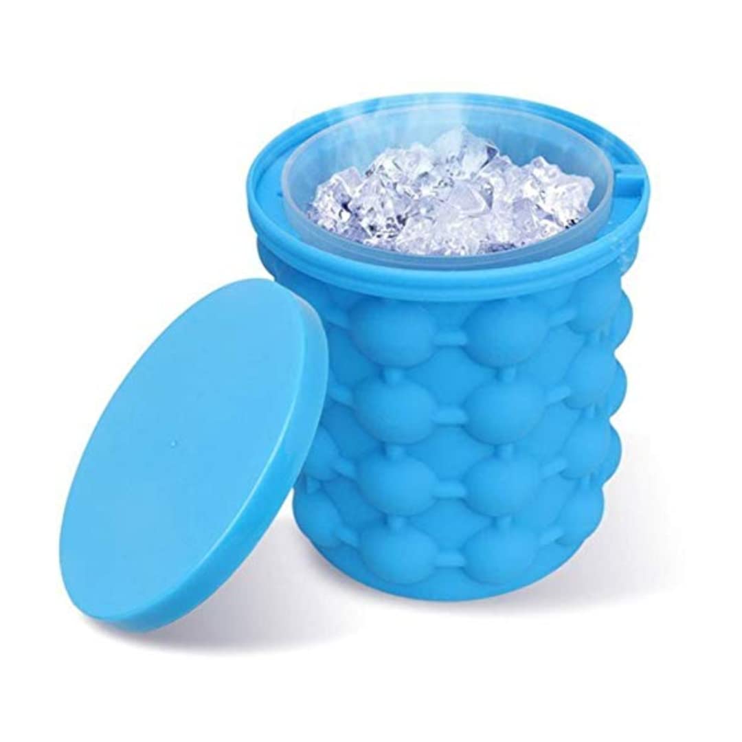 Giftock  Ice Cube Maker Mould Ice Tray, Silicone Ice Bucket, (2 in 1) Ice-Ball Makers for Home, Round Portable Ice Bucket for Frozen Whiskey, Cocktail, Beverages|Space Saving Ice Cube Maker for Party