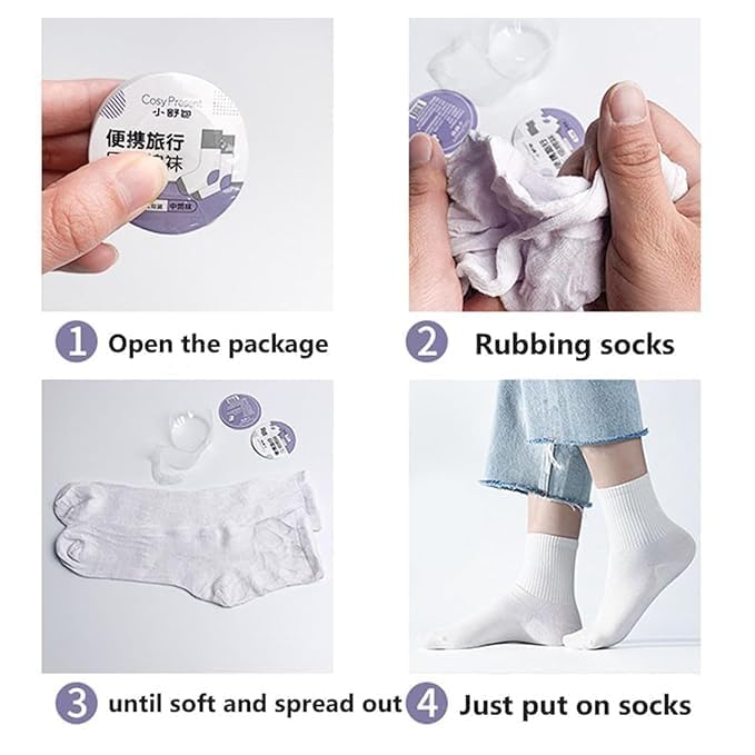 Giftock Disposable Compression Travel Socks Pair for Men Women, Portable And Breathable Cotton | Compressed Travel, Business trip, Sports premium