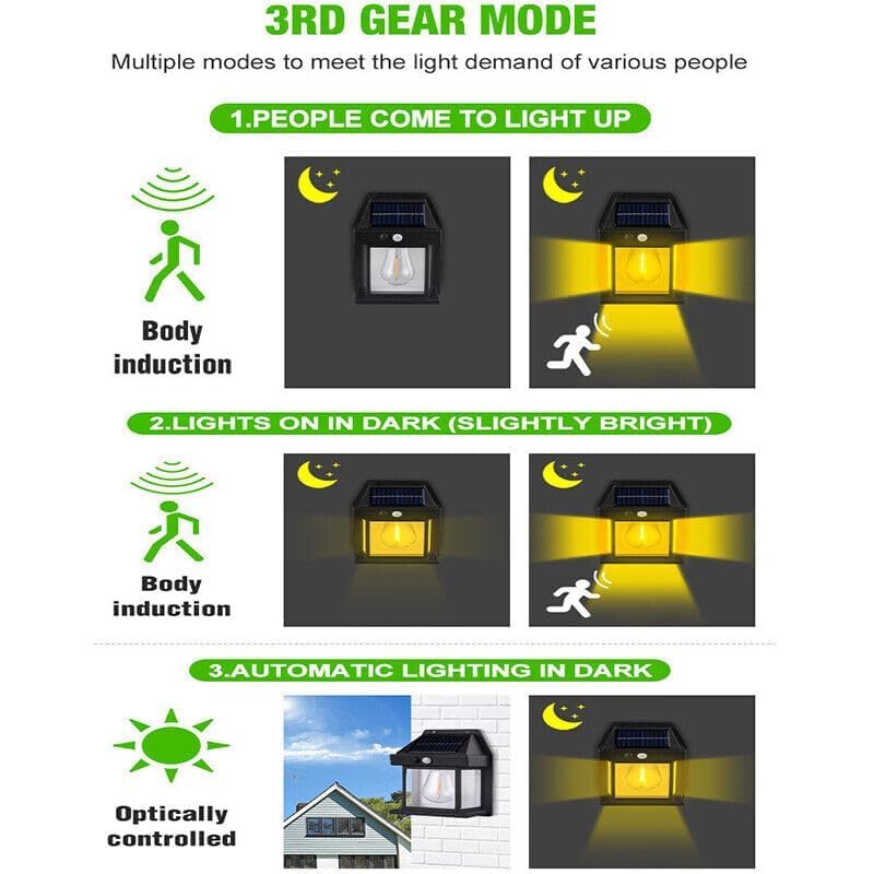 Giftock New Wireless Dusk to Dawn Motion Sensor LED Wall Sconce, Solar Light Outdoor Wall Light, Solar Lamp with Motion Sensor, Waterproof Outdoor Lamp for Garden, Patio, Yard (1 pc)