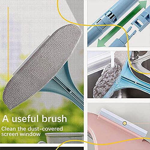 Giftock Multifunctional Screen Brush 2-in-1 Mesh Cleaning Brush Wiper with Extended Handle Window Cleaning Brush Net Cleaner Double-Sided Window Cleaner Window Mesh Cleaner (Multicolor)