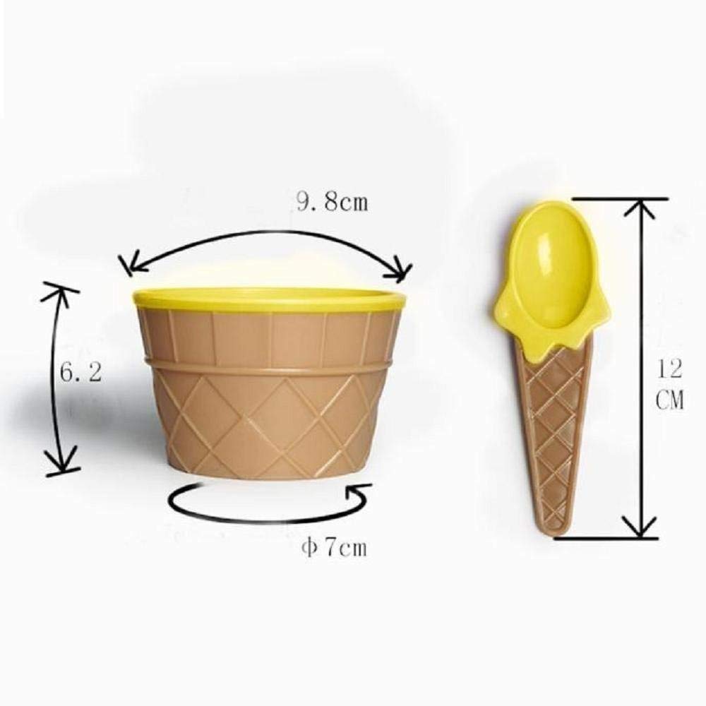 Giftock 6 Pieces Ice Cream Bowl Colorful Ice Cream Cup with Spoons-Ice Cream Dessert Bowls Waffle Cup Set Maggie Bowl Salad Cup Fruit Bowl (Multicolour)