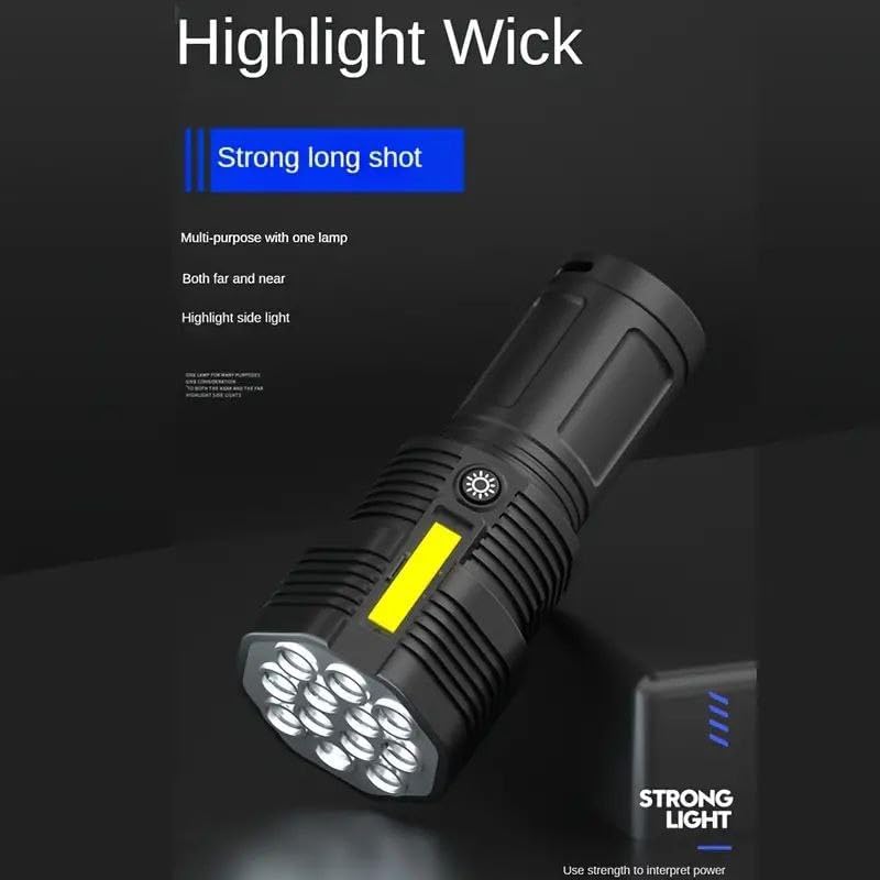 Giftock STORE 12 LED Flashlight COB Side Light USB Rechargeable Strong Light Flashlight