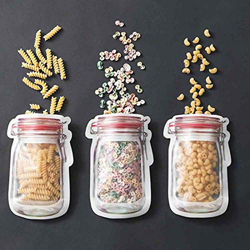 Giftock Jar Shaped Food Graded Stand Up Plastic Pouch with Zipper Pack of 9 (3 pcs Small 100 Gm, 3 pcs Medium 250 Gm, 3 pcs Large 500 Gm)