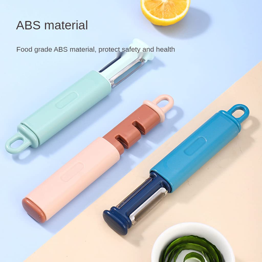 Giftock 2 in 1 Vegetable Peeler Knife Sharpener Serrated Peeler Stainless Steel Veggie Fruit Potato Peeler for Hard Skinned Carrot Potatoes Cucumber Kitchen (Blue)