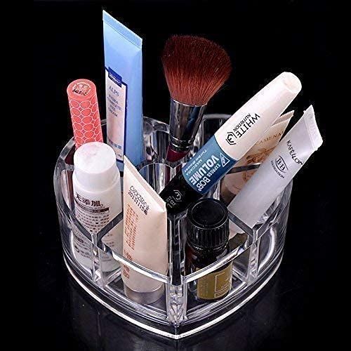 Giftock Heart shape acrylic cosmetic stand | Brush Storage box Organizer | Acrylic Heart Shape Lipstick Holder | Acrylic Heart Shape cosmetic Organizer