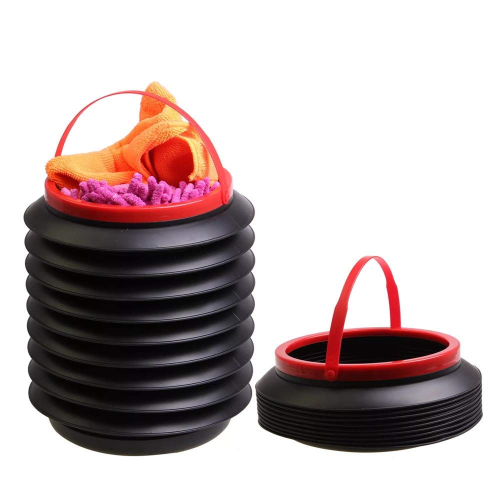 Giftock 4L Collapsible Car Dustbin Pop Up Trash Can Foldable Waste Bin Garbage Storage Rubbish Organizer for Diwali, with Adjustable Hanging Strap for Car, Van, SUV, Truck (Black, 1pc)