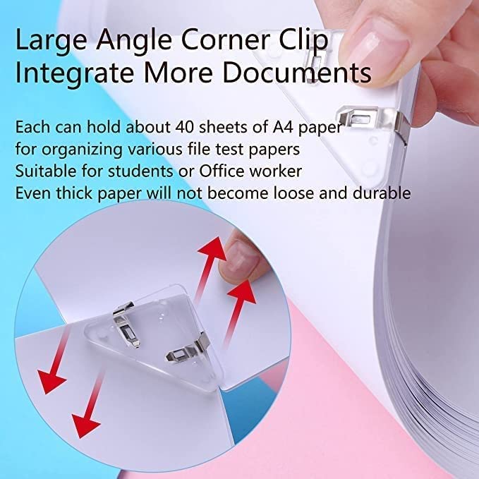 Giftock Triangular Plastic Paper Clips,Clamps for Preventing Paper Corners from Bending Ideal Tool Attaching Documents to Student Reading, Bunch or Office Clip Art 10 Pc