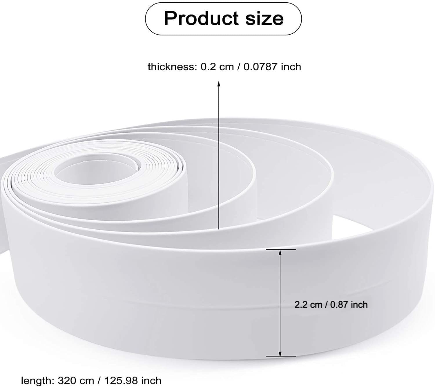 Giftock Waterproof Seal Strip 3.2Meter Length Self Adhesive Caulk Sealer Tape Bath and Wall Sealing Strip Sink Basin Edge Trim (4cm Wide /3.2M Length)