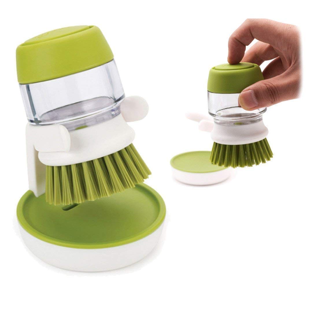 Giftock Cleaning Brush with soap Dispenser for Kitchen Sink washbasin,Dish Washer with Storage Stand Holder,Palm Scrub soap Dispenser Washing-up Brush(1pcs/Multicolour)