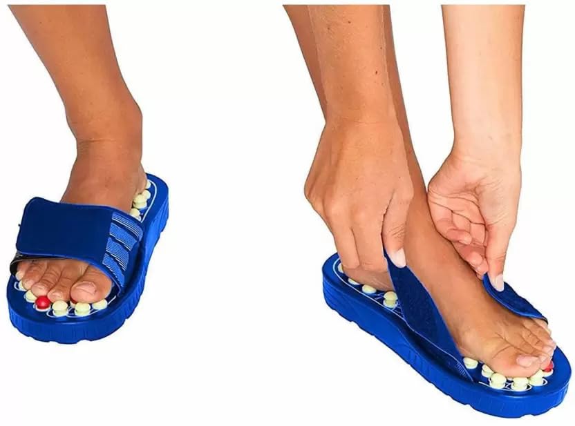 Giftock Spring Acupressure Magnetic Therapy Sandals |Yoga Paduka Acupressure Foot Relaxer| Foot Massager Slipper| Rotating Acupressure Foot Slippers for Men & Women (6 UK)