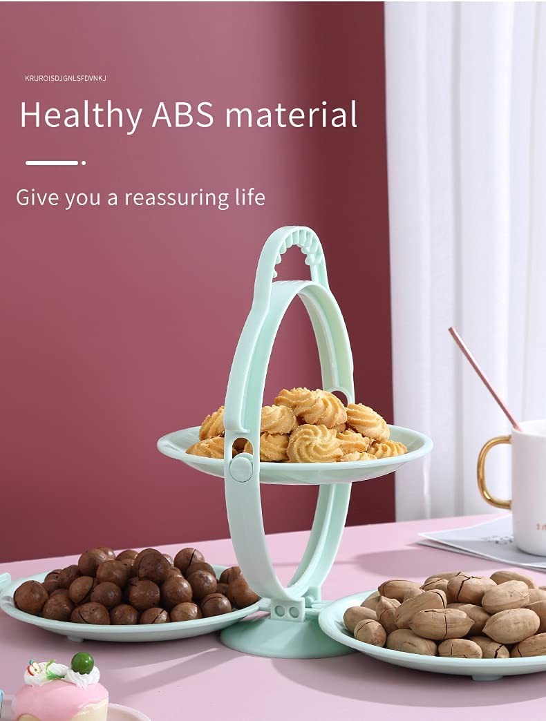 Giftock Multi-Use Foldable 3 Layer Fruit Plate, Candy Dish Fruit/Vegetable Tray Stand for Dining Table & Kitchen Counter