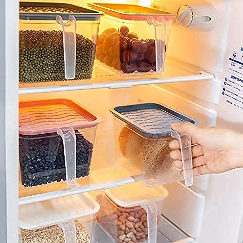Giftock Multipurposes Fridge storage containers & jar Set Plastic Refrigerator Box with Handles and Unbreakable kitchen storage Vegetable, Food, Fruits Basket - 1000 ml (Pack of 6, Blue)