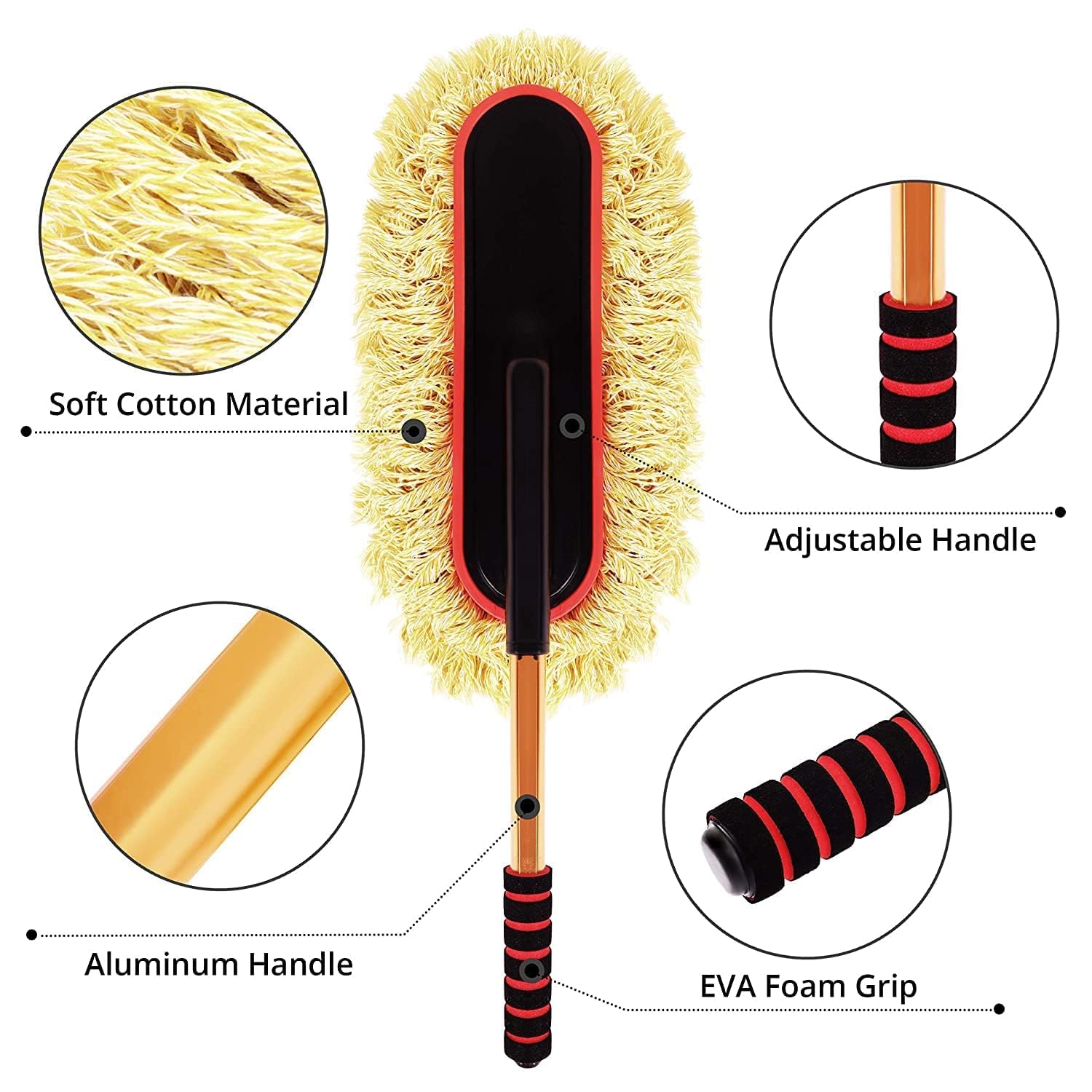 Car Duster with Telescopic Handle Car Cleaning Tool Super Soft Cotton Wire Cleaning Brush for Dusting Cars Home (Multi)