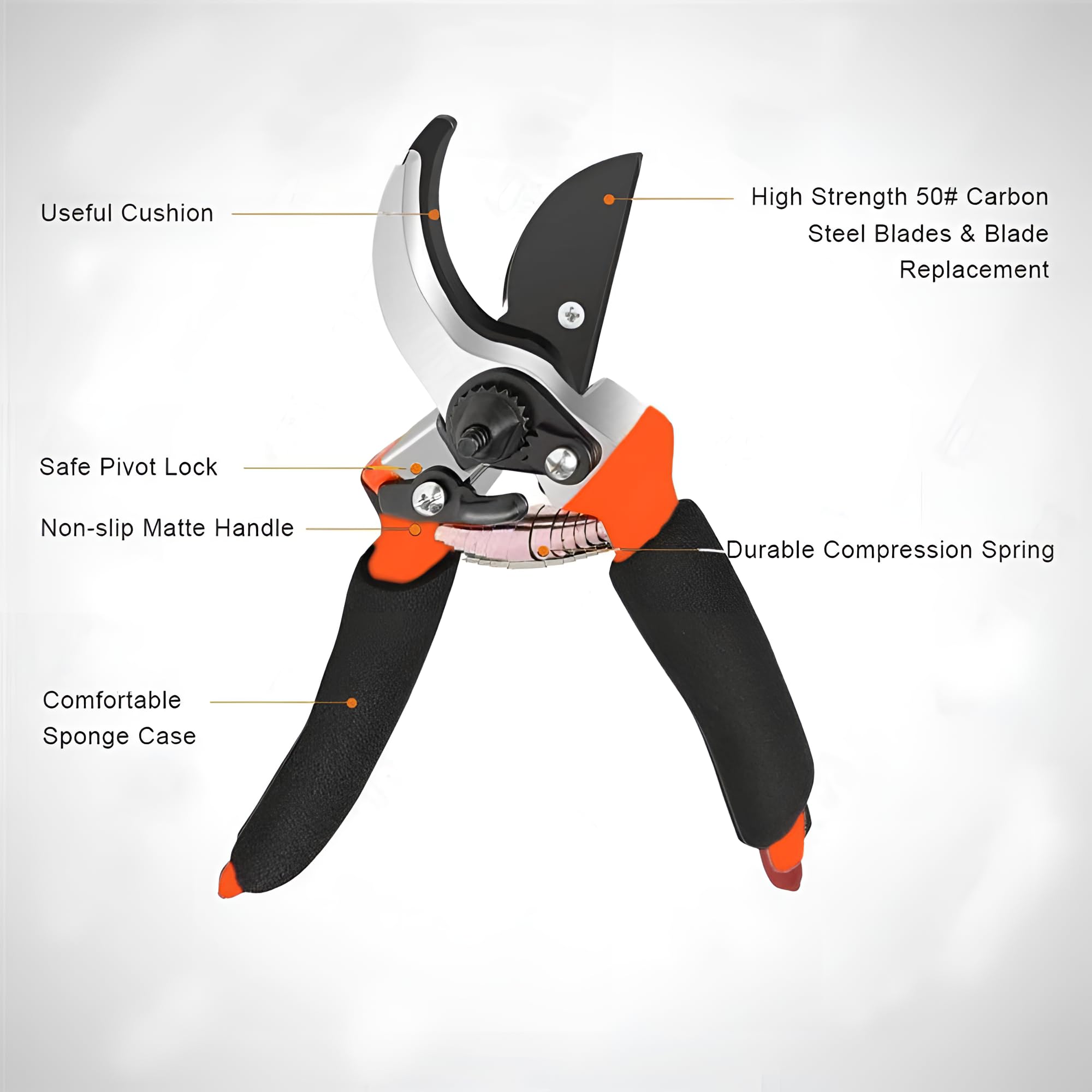 Giftock Heavy Duty Plant Cutter For Home Garden | Grip-Handle Flower Sharp Cutter | 8 Inch Garden Bypass Pruning Shears | Pruners Scissor with Safety Lock | Garden Scissors For Home Gardening