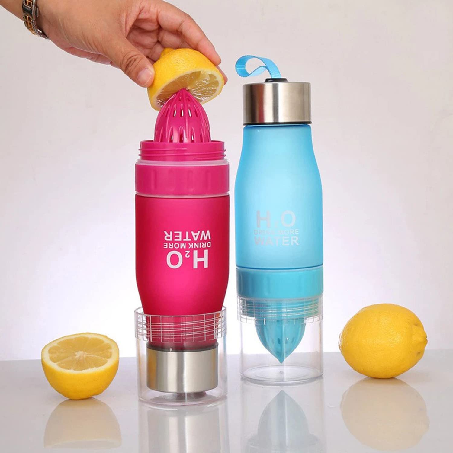Giftock 650ml Infuser Water Bottle plastic Fruit infusion Kids Drink Outdoor Sports bottle Juice lemon Portable Kettle (Multicolor, Pack of 2)